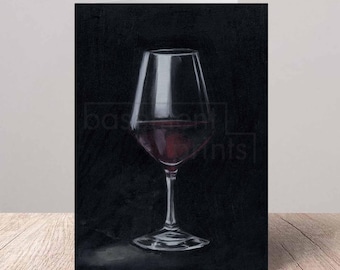 Red Wine Glass Greeting Card | Birthday | Hand Designed in Oil Paints | Cheers | Cocktail | Bar | Drink | Celebration