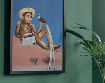 Impresión de collage retro, decoración de pared, póster surrealista