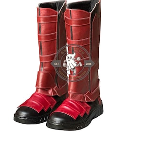 Deadpool Cosplay Boots: Red & Black Faux Leather Superhero Costume