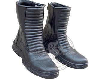 Bottes de cosplay en cuir noir : armure Star Wars, approuvée par le 501st Trooper