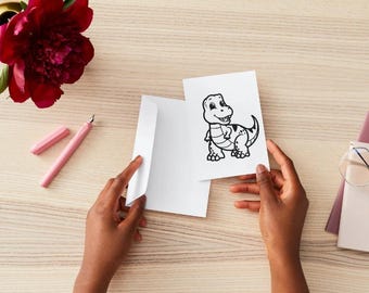 Wydrukowane kolorowanki z dinozaurami dla dzieci – urocze czarno-białe arkusze aktywności z dinozaurami – natychmiastowe pobranie pliku PDF – zabawne rzemiosło dla przedszkolaków i maluchów