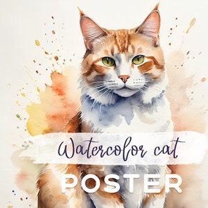 Ginger Tabby Katze Aquarell Kunstdruck: Warmes Haustierportrait (digitaler Download)