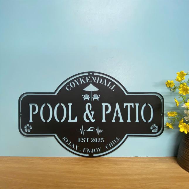 Personalized Backyard Pool Neon Sign, Custom LED Pool & Patio Sign ...