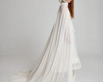 Ruffled Silk Georgette Bridal Cape | Handmade Luxury Wedding Veil