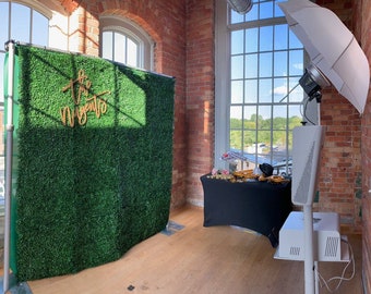 study table on wall New!! Boxwood PhotoBooth Backdrop-Real Texture, folds for travel and storage!