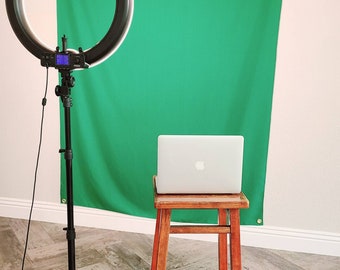 Zoom Green Screen Backdrop with Grommets, Video Green Screen-No stand needed