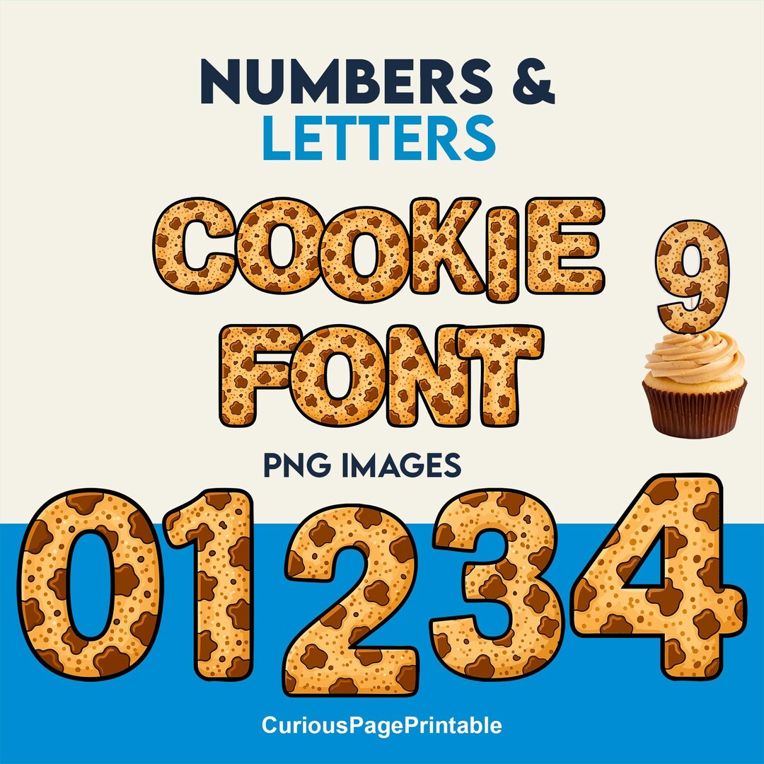 Cookie Font PNG Bundle | Chocolate Chip Alphabet, Numbers (digital ...