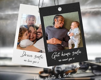 Adorno para coche con foto personalizada, colgante para cualquier imagen, clip para visera solar para conducir con seguridad, regalo para el marido, accesorios para el coche de papá, regalo para amantes de los coches.