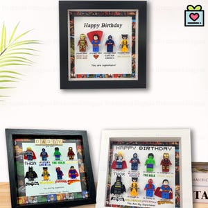 Vaderdag superheld frame, gepersonaliseerd cadeau, handgemaakte dooslijst aanwezig vader vader opa echtgenoot superheld cadeau, geschenken van dochter