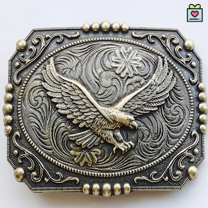 Handmade Western Belt Buckle, Fashion Zinc Alloy Belt Buckle, Eagle Style Decorative Buckle, Trendy Belt Accessories, Men Metal Belt Buckle