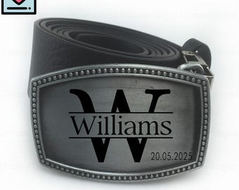 Personalized Bronze Belt Buckle with Choice of Engraved Date, Tally Marks, Roman Numerals, Anniversary Gift for Him, Best Gift for Husband
