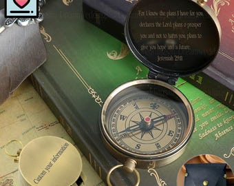 Brújula de latón personalizada, regalo de aniversario para hombre, regalo de cumpleaños para papá, regalo para padrinos de boda, regalo de Navidad para él.