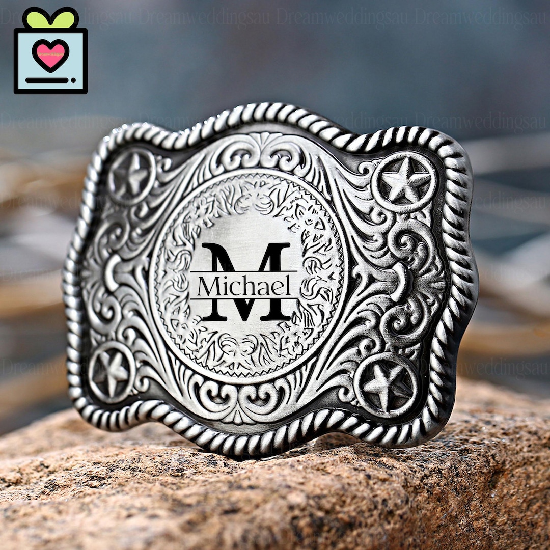 Custom Western Belt Buckle, Personalized Men's Belt Buckle, Monogram ...