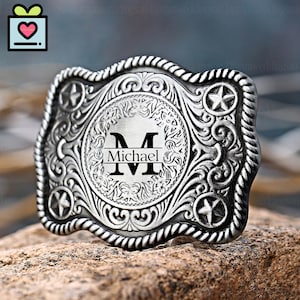 Custom Western Belt Buckle, Personalized Men's Belt Buckle, Monogram Belt Buckle Groomsmen Gift For Him,Engraved Cowboy Buckle Birthday Gift