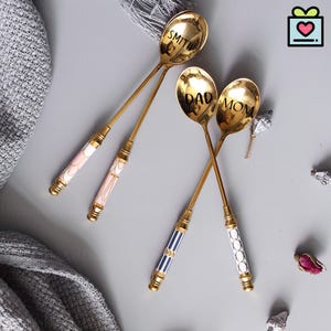 Colher de café personalizada, colher de chá personalizada, colher de chá dourada personalizada, mini colher fofa para café, chá, chá com leite, smoothies e sobremesas