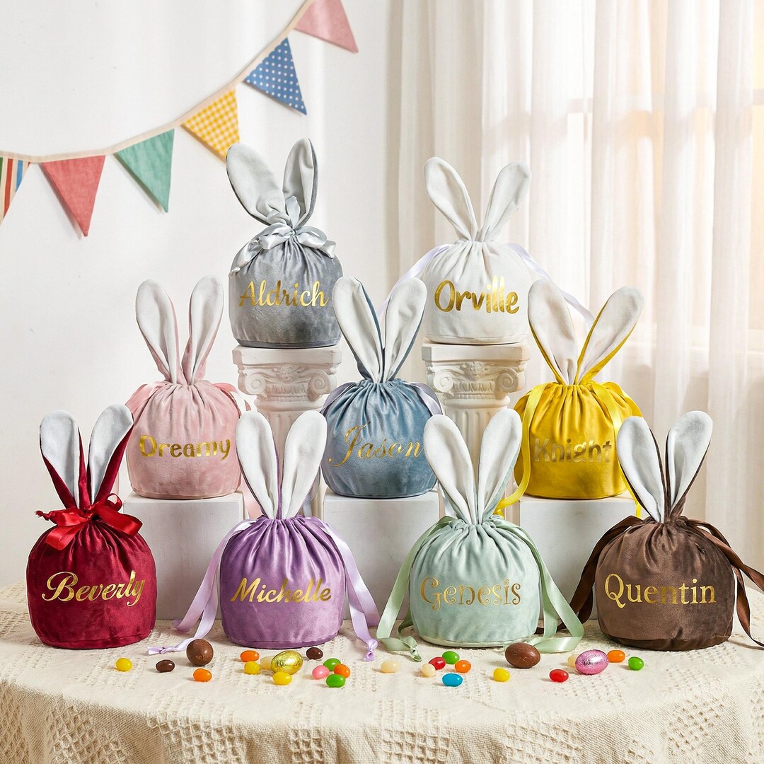 Velvet Bunny Ear Candy Bags, Personalized Gift-wrapping Bags, Custom ...