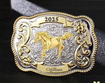 Vintage Solid Brass Western Horse Portrait Plaque in Cream Belt Buckle Vintage Award Design Medals Solid Brass Belt Buckle Horse  main image 3