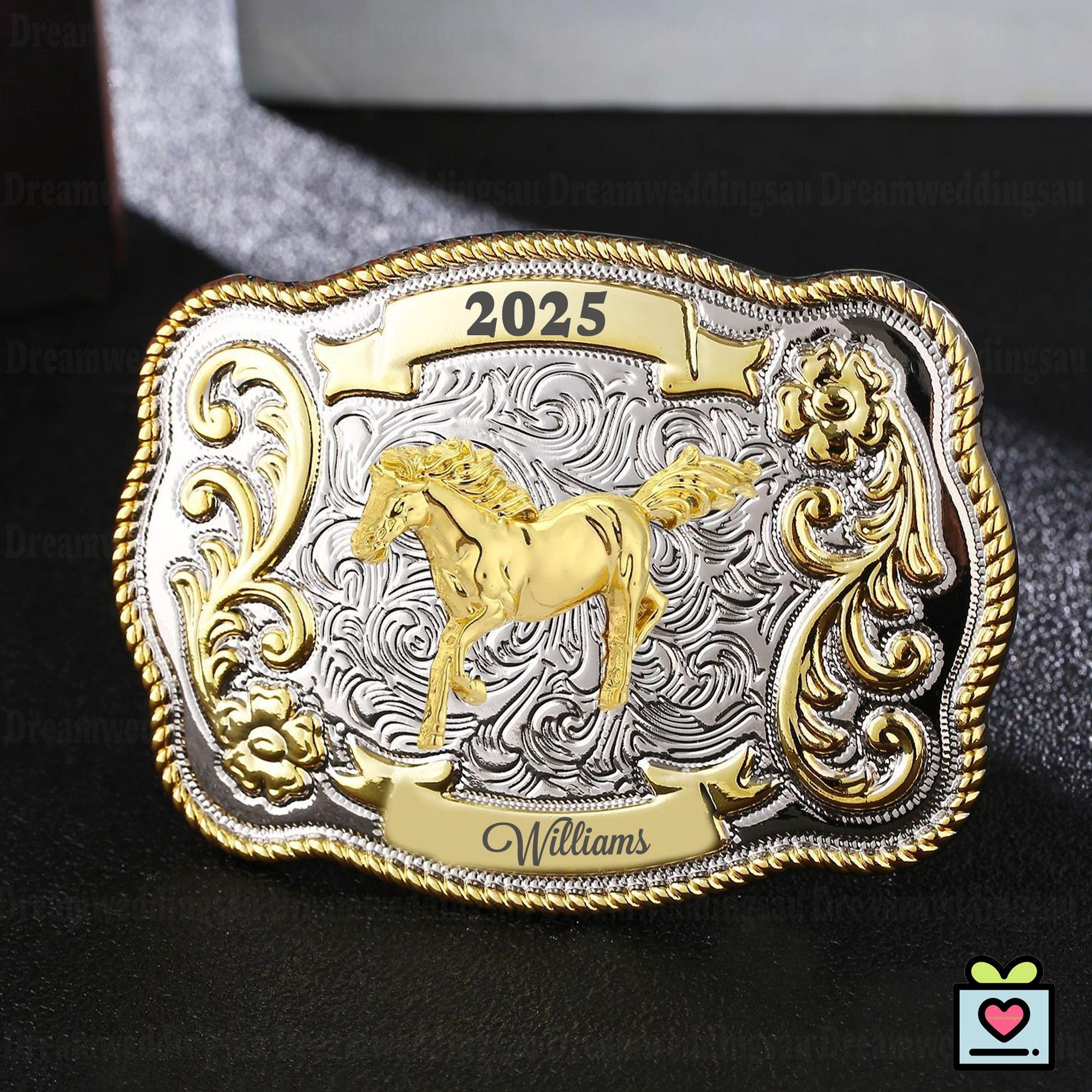 Vintage Gold Horse Belt Buckle - Etsy display picture 2