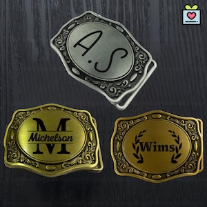 Hebilla de cinturón personalizada para hombre, hebilla de cinturón estilo western personalizada, hebilla de cinturón con monograma, regalo para padrinos de boda, hebilla de vaquero con nombre grabado