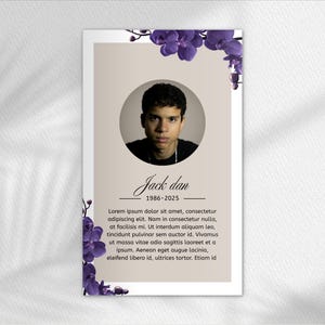 Floral Funeral Prayer Card Template Memorial Keepsake Funeral Poem funeral Favors in memoriam obituary card memorial cards in loving memory