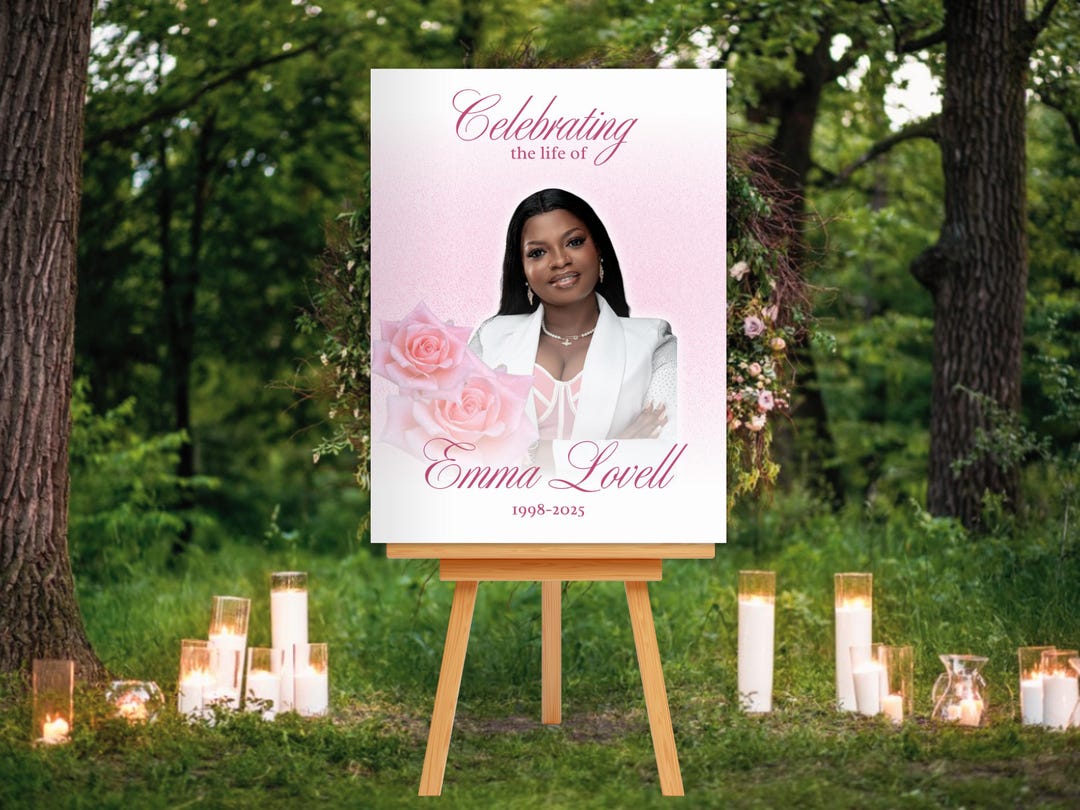 Pink Funeral Sign Funeral Photo Board Funeral Memory Board Funeral