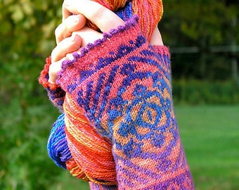 Namaste Fingerless Mitt Colorwork Knitting Pattern