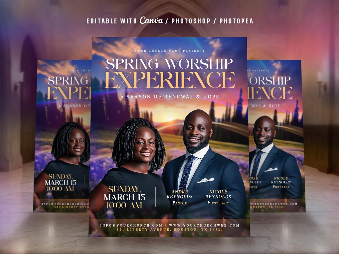 Spring Worship Church Flyer Template: Sunday Experience, Ministry ...