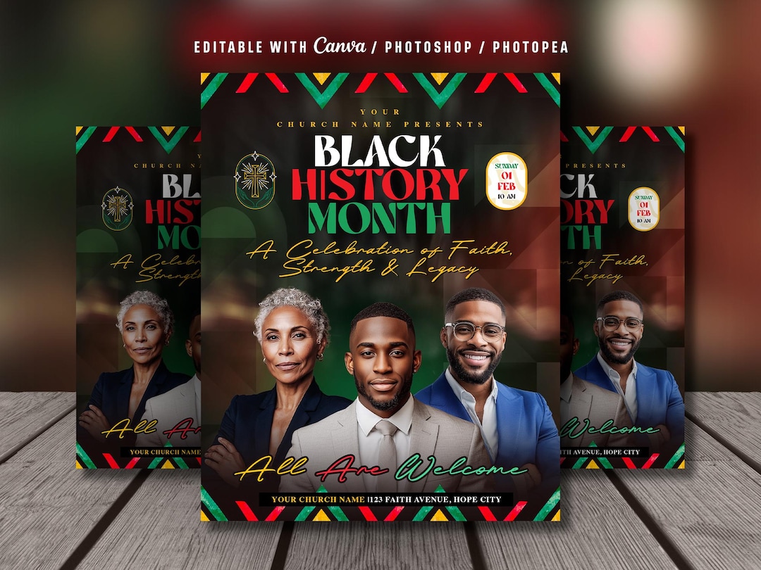 Black History Month Flyer Template: Celebration Event, Church Service ...