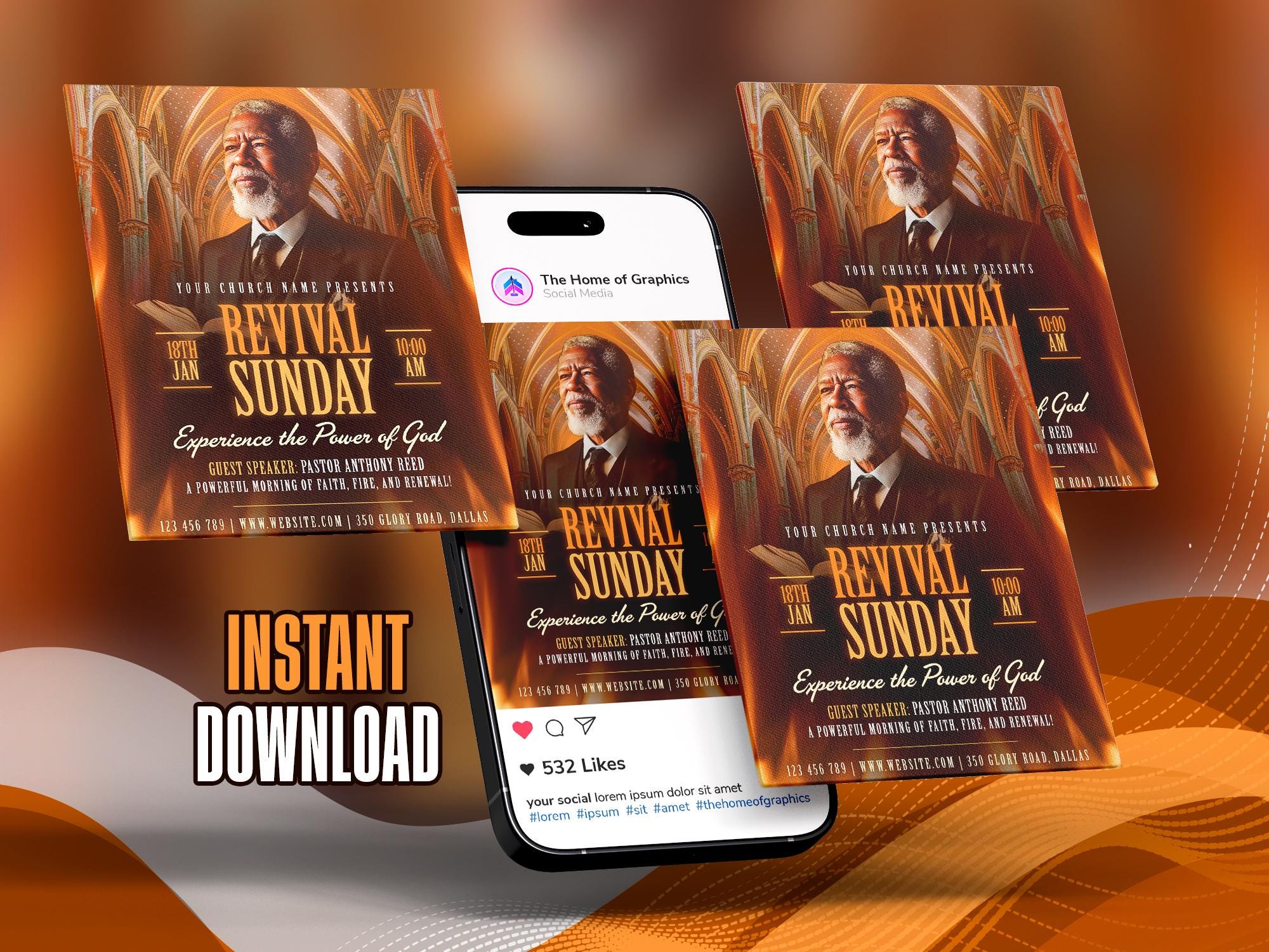 Revival Flyer.pdf Editable Church Revival Flyer Template: Sunday Youth Worship, Fire ...