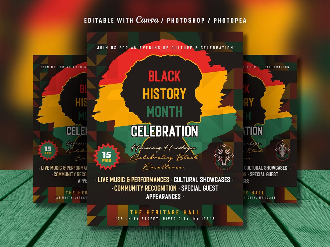 Black History Month Flyer Template: Celebration Event, Church Service ...