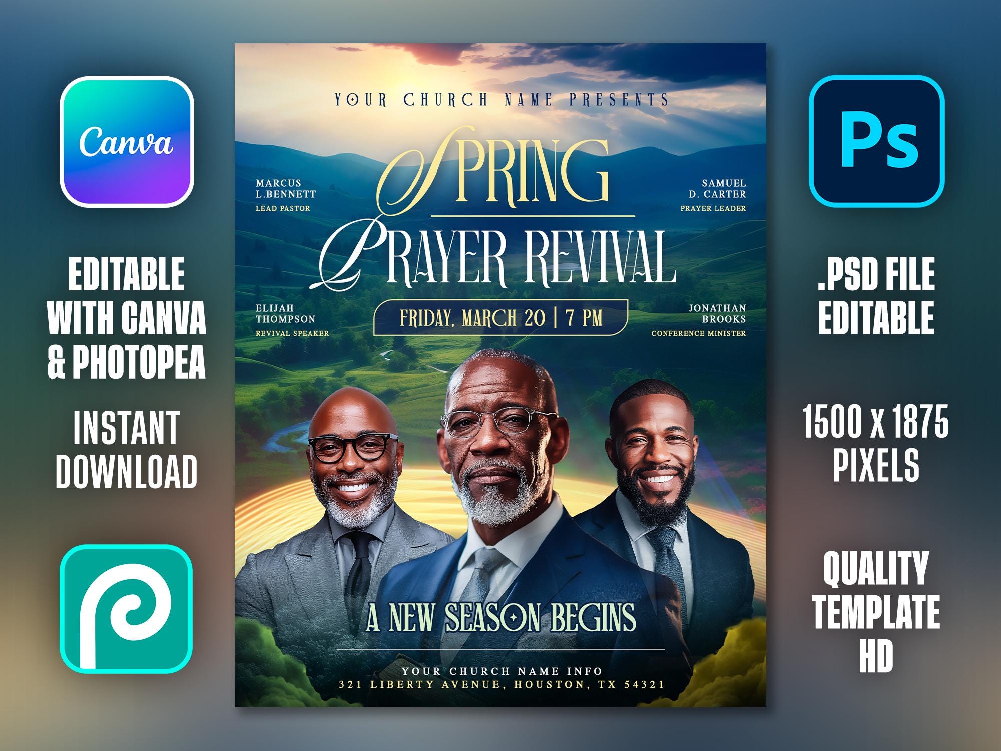 Revival Flyer.pdf Revival Church Flyer Template: Spring Church Event, Prayer Service ...
