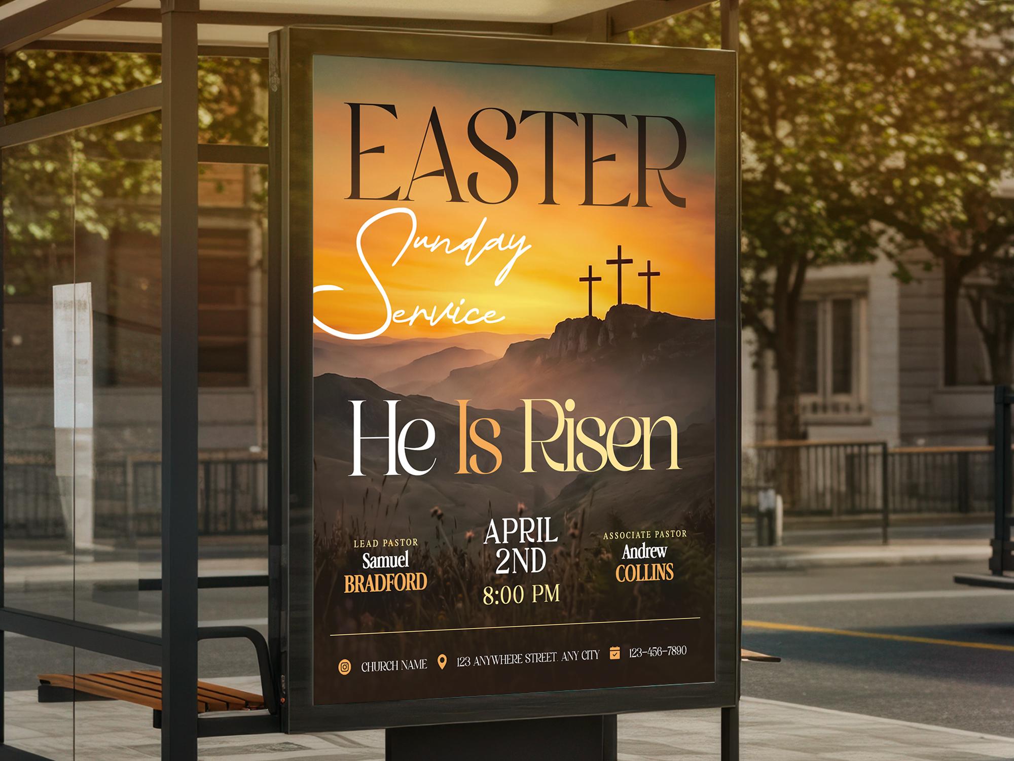 Spring Sunday Service Flyer Easter Sunday Flyer Template: Resurrection Church Event Design, Sunday ...