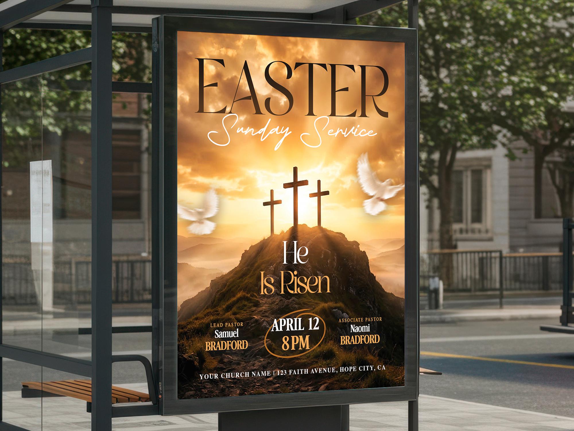 Spring Sunday Service Flyer Easter Sunday Flyer Template: Resurrection Church Event Design, Sunday ...