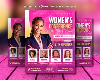 Women's Conference Flyer Template: Empowerment Event, Women Church Flyer (Canva & Photoshop, Digital Download)