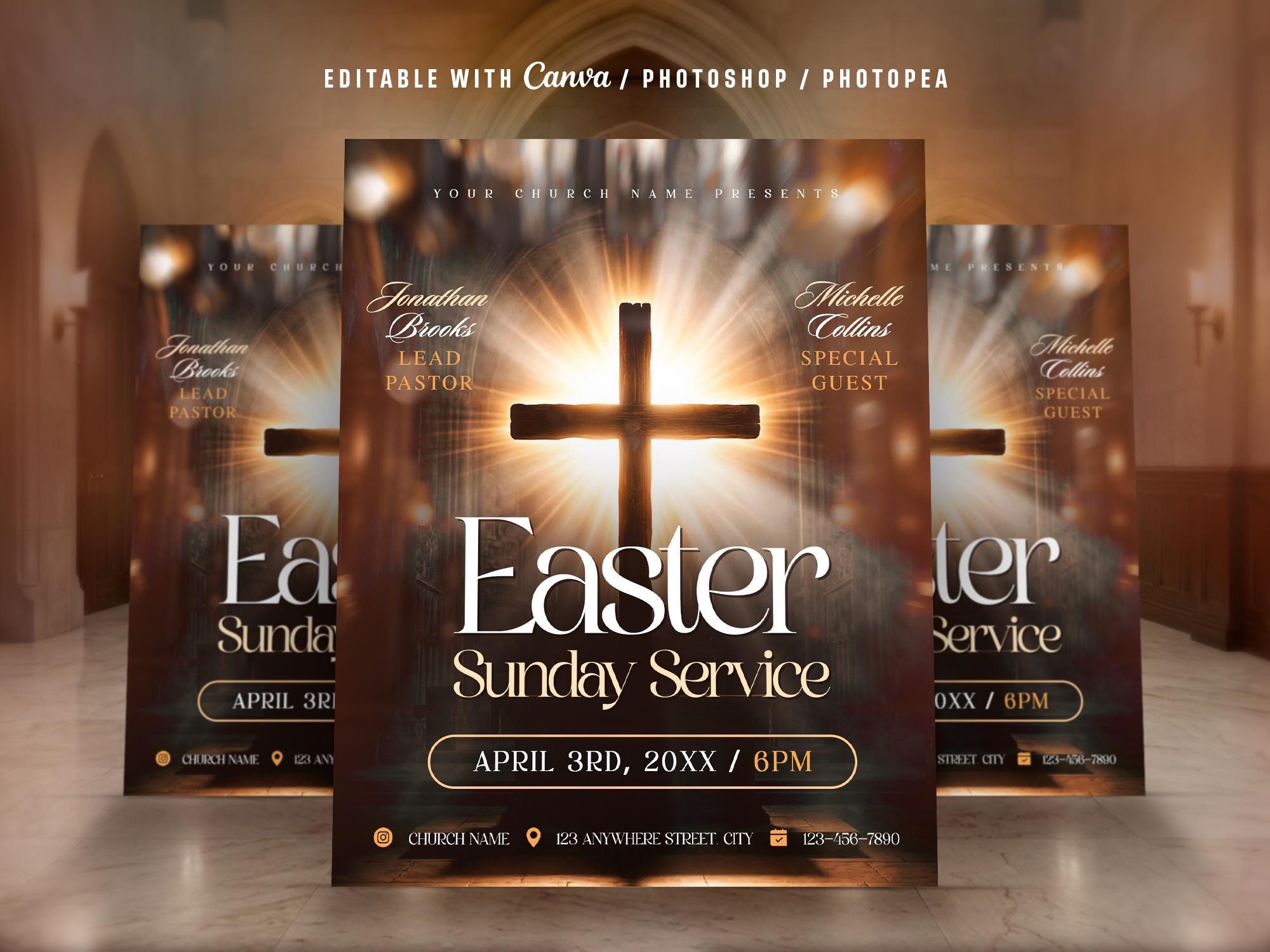 Easter Sunday Flyer Template: Resurrection Church Event Design, Sunday ...