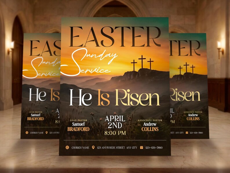 Small Church Resurrection Program Easter Sunday Flyer Template: Resurrection Church Event Design, Sunday ...