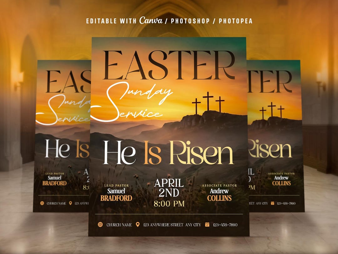 Easter Sunday Flyer Template: Resurrection Church Event Design, Sunday ...