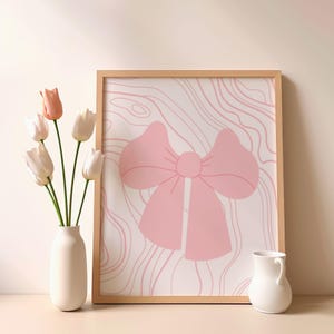 Pink Bow Wall Art: Pastel Ribbon Print, Soft Girl Room Decor (Digital Download)