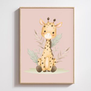 Cute Giraffe Nursery Print – Calm Animal Poster for Kids Room
