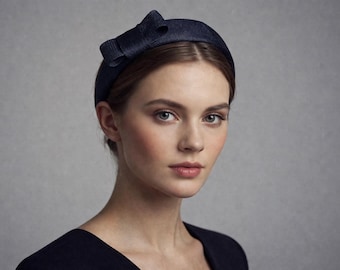 French Navy Structured Bow | Wedding Guest Hair Accessory | Sinamay Fascinator | Ascot Derby