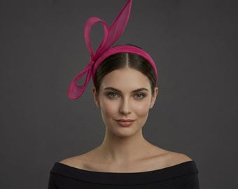 Fuchsia Structured Headband | Statement Derby Headpiece | Bold Wedding Guest Hairband | Modern British Design