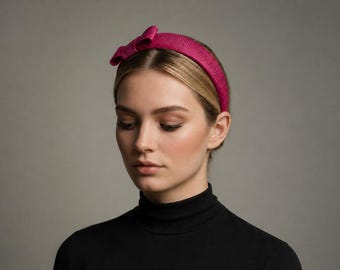 Hot Pink Sinamay Headpiece | Mother of Bride | Wedding Guest Hair Accesory | Ascot Derby Fascinator