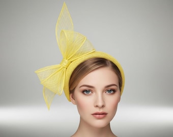 Double Bow Headband in Lime Green Sinamay