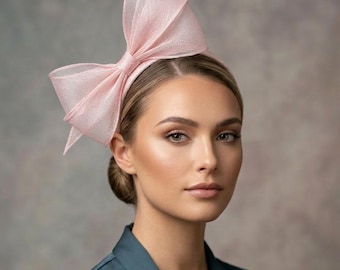 Pale Pink Statement Bow in Sinamay | Kentucky Derby | Royal Ascot | Wedding Guest