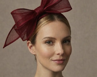 Wedding Guest Headband | Mother of the Bride Headpiece | Royal Ascot Big Bow | Burgundy