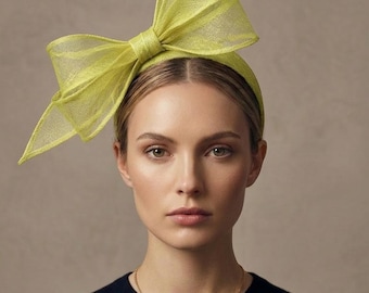 Lime Green Structured Bow | Ascot Ladies Day | Wedding Guest | Statement Headband |