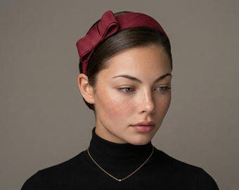 Burgundy Bow Headband for Wedding Guest | Races | Formal Occasions | Mother of Bride or Groom