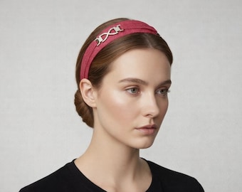 Fuchsia Pink Headband with Silver Crystal Detail | Wedding Guest | Ascot Ladies Day | Derby