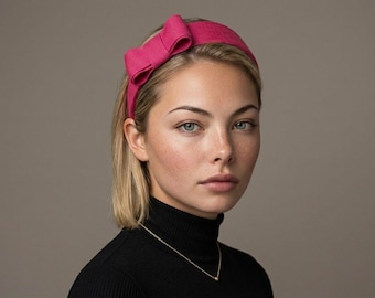 Hot Pink Sinamay Headpiece | Mother of Bride | Wedding Guest Hair Accesory | Ascot Derby Fascinator