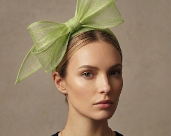 Wedding Guest Headband with Big Statement Bow | Racewear Headband | Mint and Sage Green